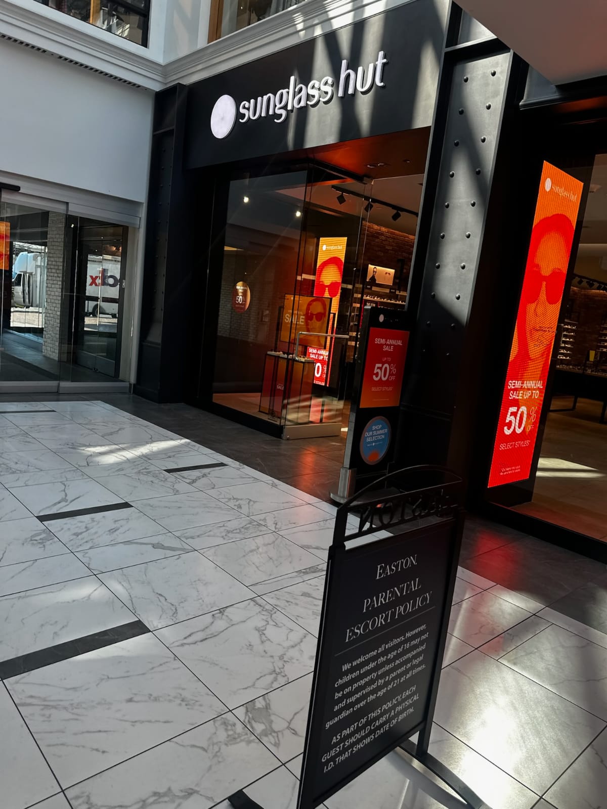 Retail storefront inside an indoor shopping mall